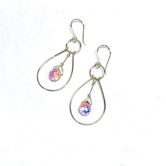 HANDCRAFTED Faceted Crystal Briolette Hand Wrapped Dangle Earrings, Artisan Gift - Picture 10 of 10